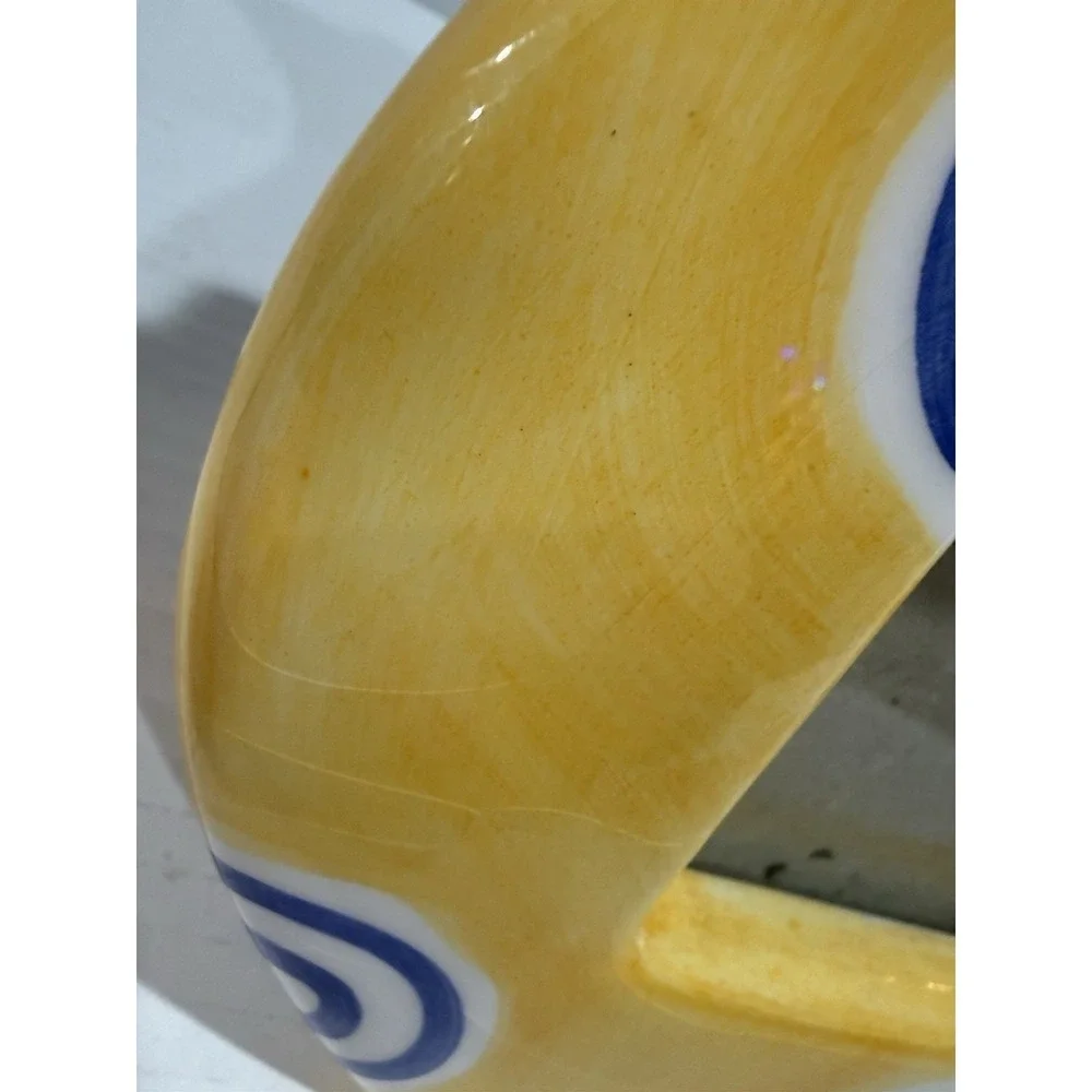 Vintage TerraGraphics Ceramic Picture Frame Vase – Yellow & Blue Swirl – 1996